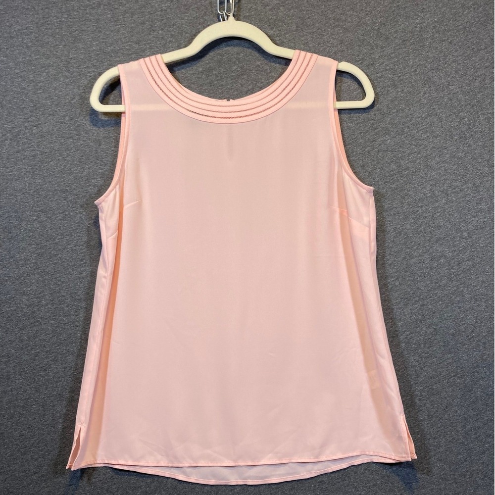 Talbots Womens Pink Sleeveless Blouse Ladder Stitch Neckline Keyhole Back Size S